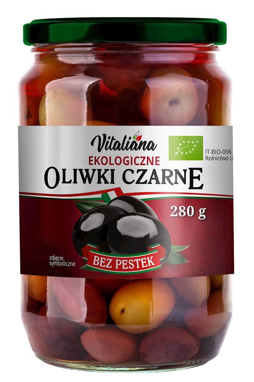 Czarne oliwki w solance BIO 280 g - Vitaliana