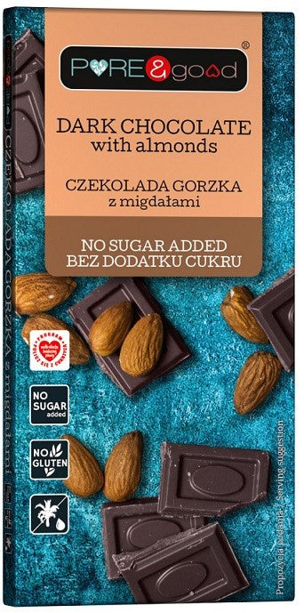 Czekolada gorzka z migdałami bez dodatku cukru 75 g - Pure&Good
