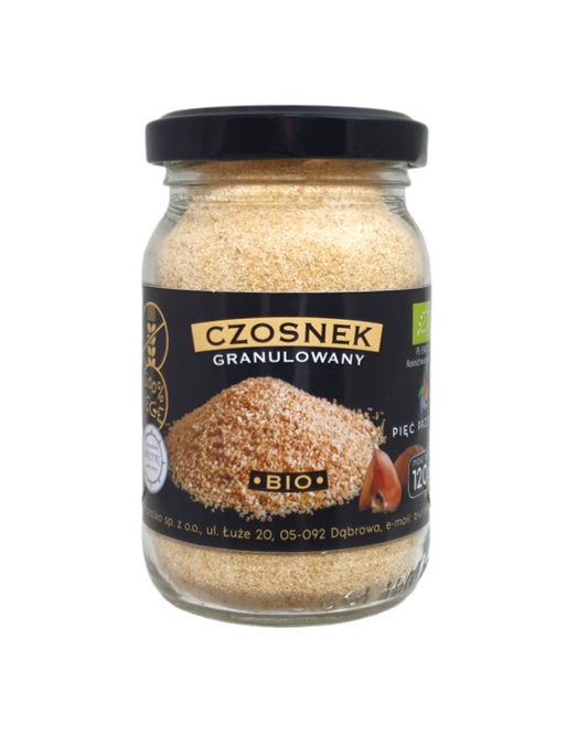 Czosnek granulowany bezglutenowy bio 120 g - Pięć Przemian