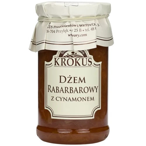 Dżem rabarbarowy z cynamonem o obniżonej zawartości cukru bezglutenowy 235 g - Krokus