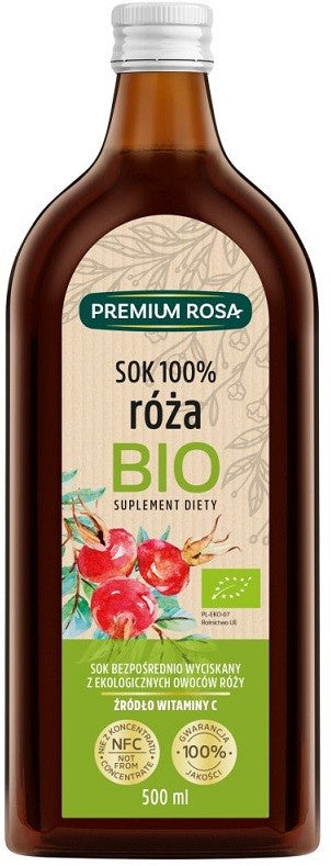 Dzika róża sok 100%, bez cukru, bio 500 ml