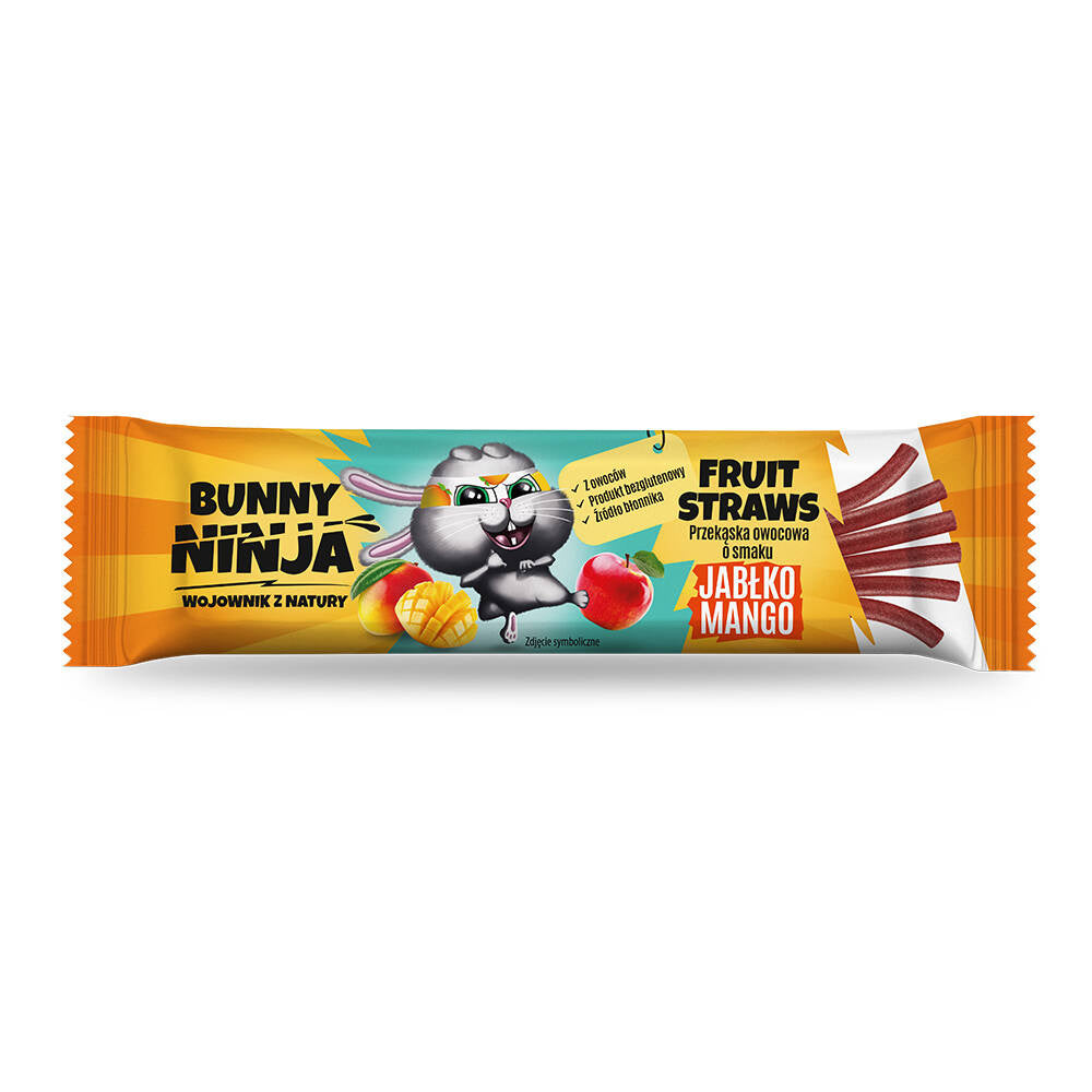 Fruit Straws przekąska owocowa o smaku jabłko-mango 16 g - Bunny Ninja