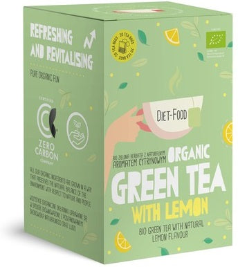Herbata zielona o smaku cytrynowym (green tea with lemon) bio (20 x 2 g) 40 g - Diet-Food