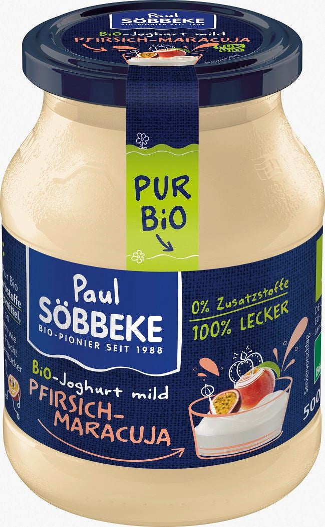 Jogurt kremowy brzoskwinia - marakuja (3,8% tłuszczu w mleku) BIO 500 g (słoik)