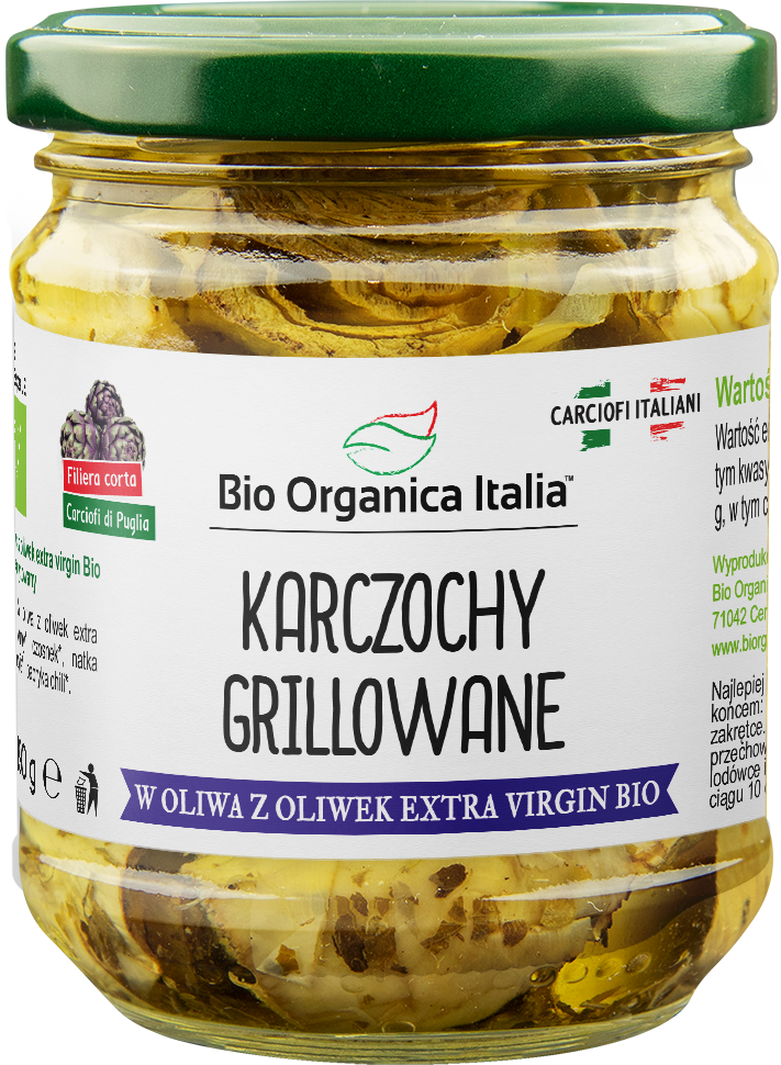 Karczochy grillowane w oleju bio 190 g (słoik)