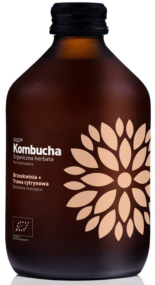 Kombucha Brzoskwinia + Trawa Cytrynowa BIO 330 ml