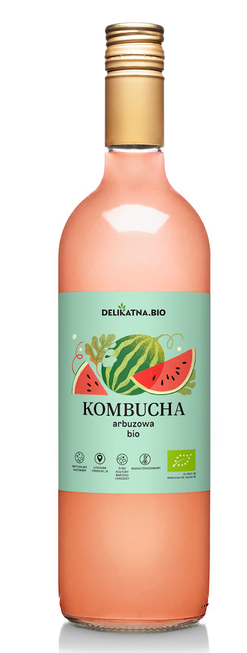Kombucha arbuzowa bio 750 ml - Delikatna (Zakwasownia)