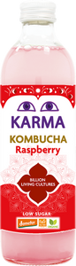 Kombucha o smaku malinowym niska zawartość cukrów Fair for Life Demeter bio 500 ml - Karma Kombucha