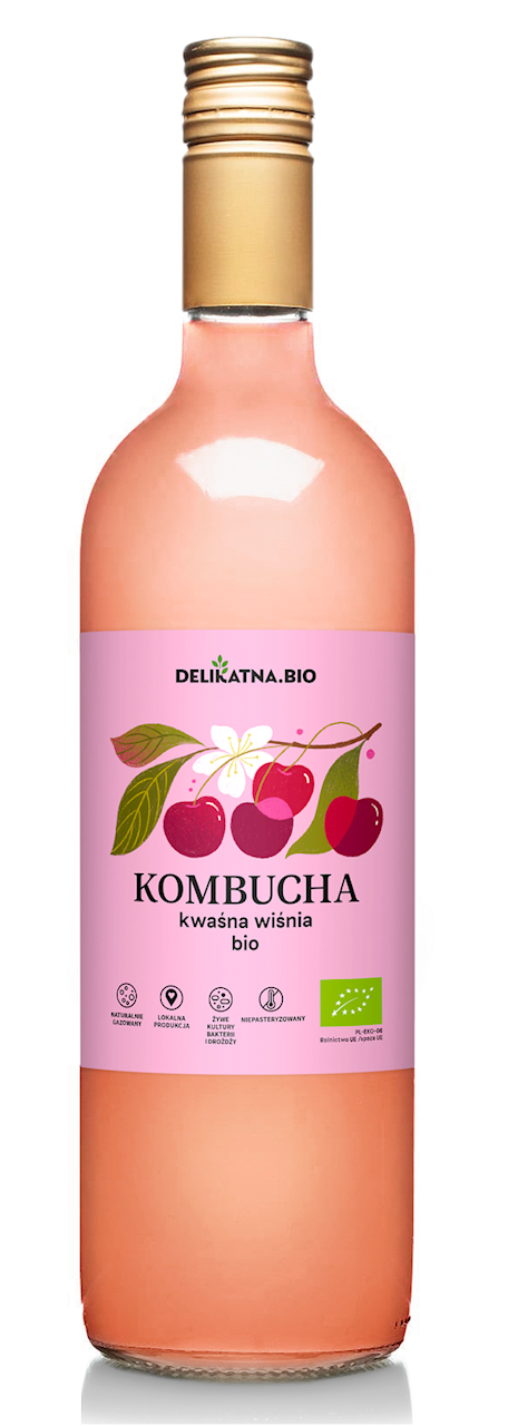 Kombucha wiśniowa bio 750 ml - Delikatna (Zakwasownia)