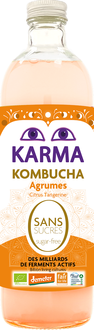 Kombucha z cytrusami bez cukru fair for life demeter bio 750 ml - Karma Kombucha
