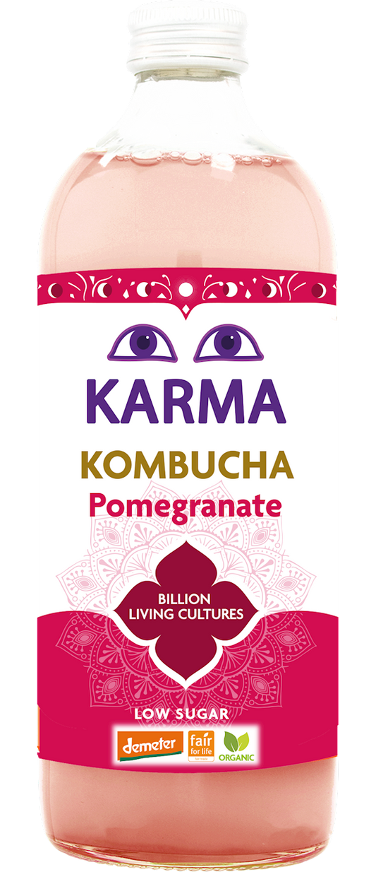 Kombucha z granatem niska zawartość cukrów Fair for Life Demeter BIO 1 l - Karma Kombucha