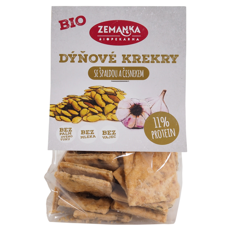 Krakersy z pestkami dyni i czosnkiem bio 100 g - ZEMANKA