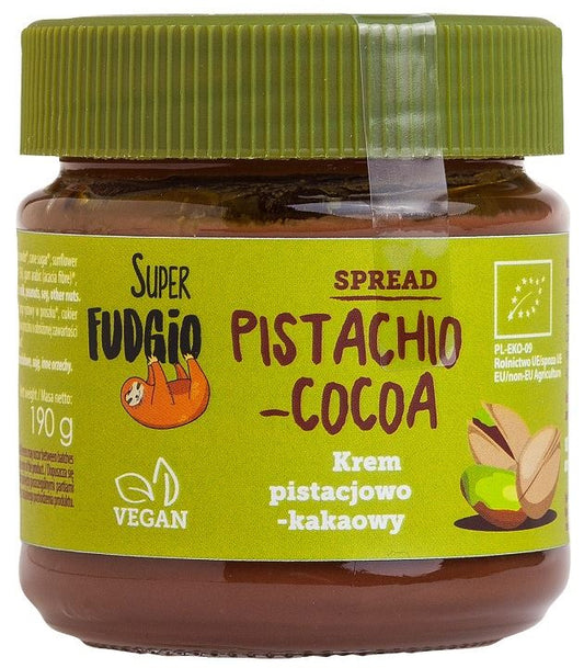 Krem pistacjowo-kakaowy bezglutenowy bio 190 g - Super Fudgio