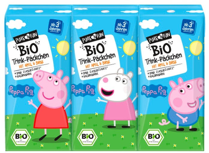 Napój jabłko- gruszka BIO 3 x 200 ml Świnka Peppa - PURE&FUN