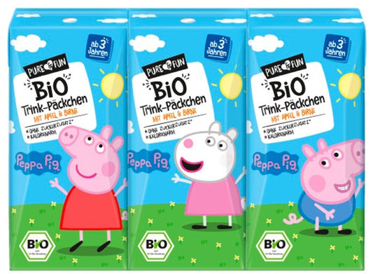 Napój jabłko- gruszka BIO 3 x 200 ml Świnka Peppa - PURE&FUN