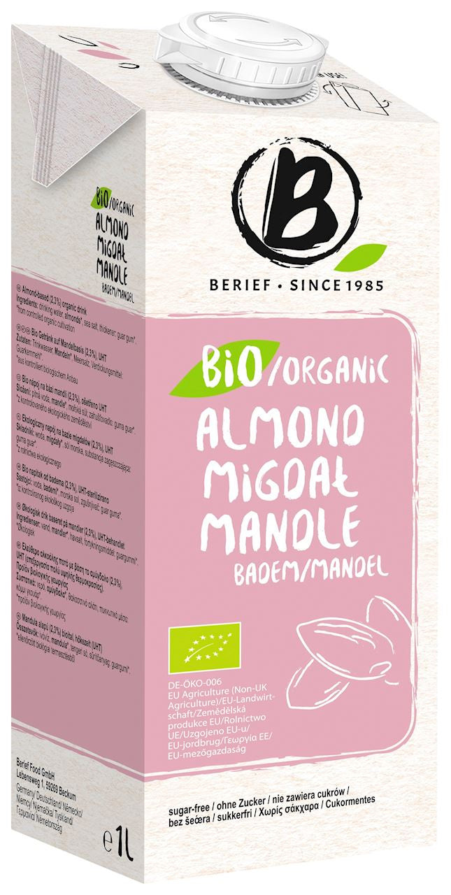 Napój migdałowy bez cukru bezglutenowy bio 1 l - Berief