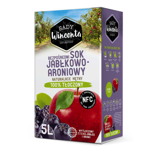 Naturalnie mętny sok jabłko-aronia 5 l