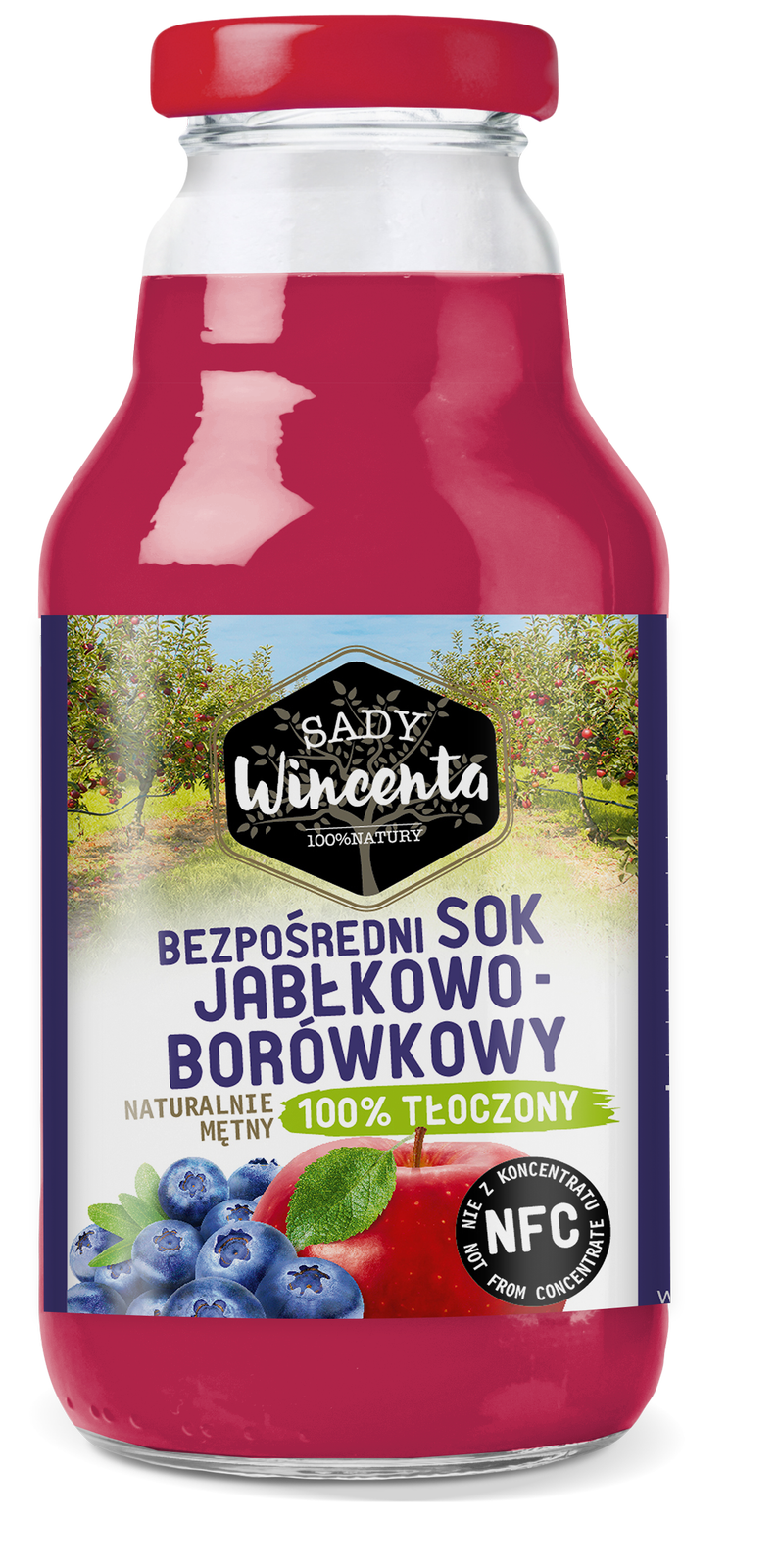 Naturalnie mętny sok jabłko-borówka 330 ml - Sady Wincenta