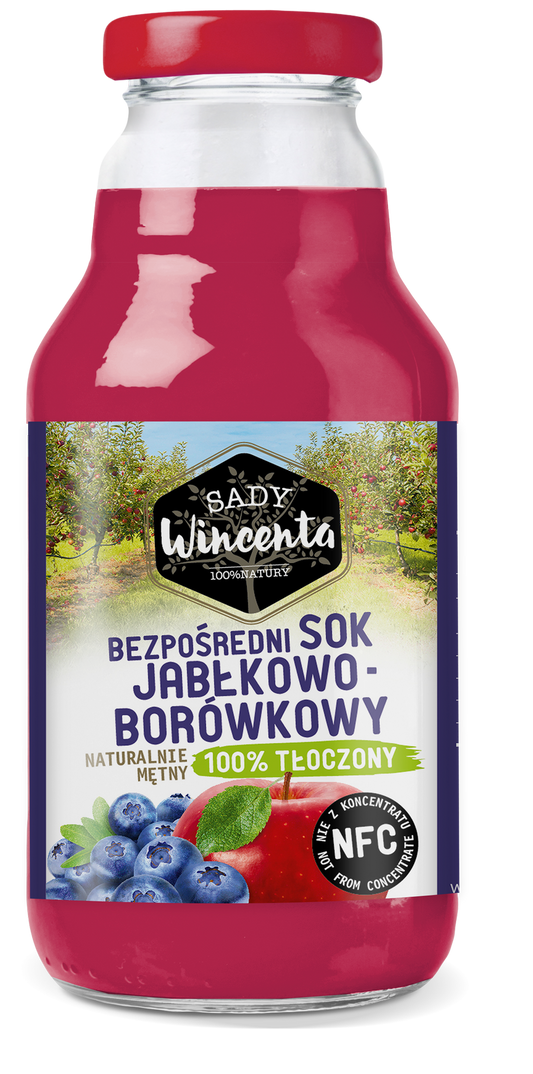 Naturalnie mętny sok jabłko-borówka 330 ml - Sady Wincenta