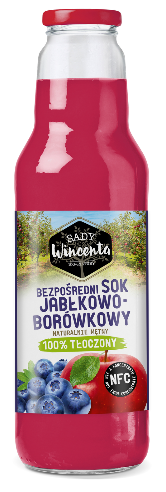 Naturalnie mętny sok jabłko-borówka 750 ml