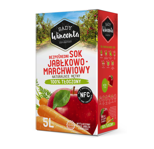 Naturalnie mętny sok jabłko-marchew 5l