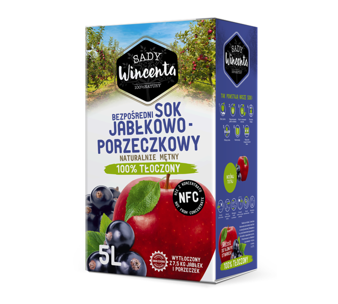 Naturalnie mętny sok jabłko-porzeczka 5l