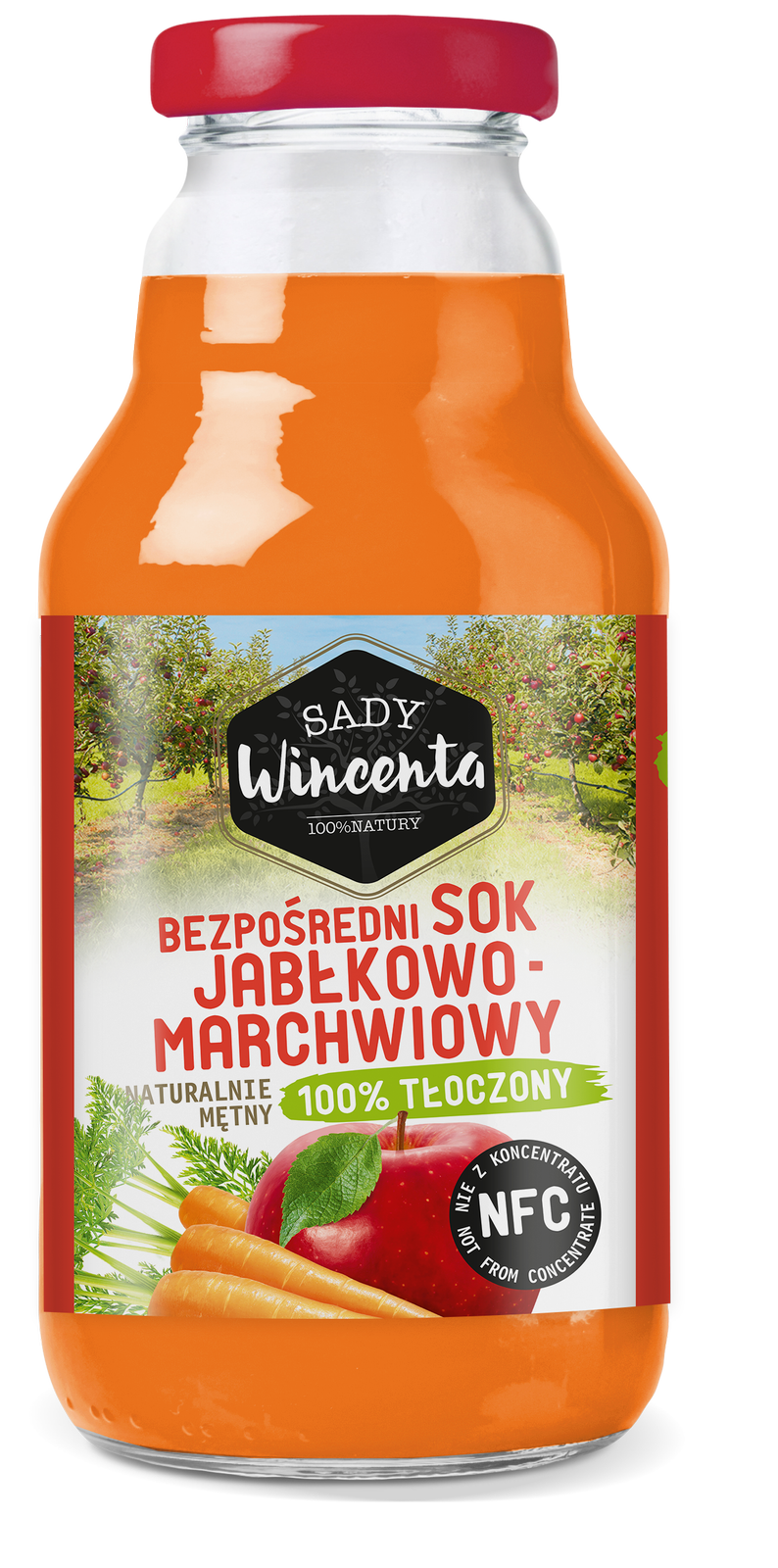 Naturalnie mętny sok jabłkowo-marchwiowy 330 ml Sady Wincenta