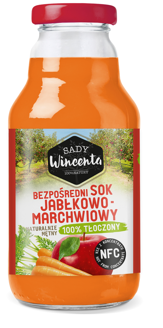 Naturalnie mętny sok jabłkowo-marchwiowy 330 ml Sady Wincenta