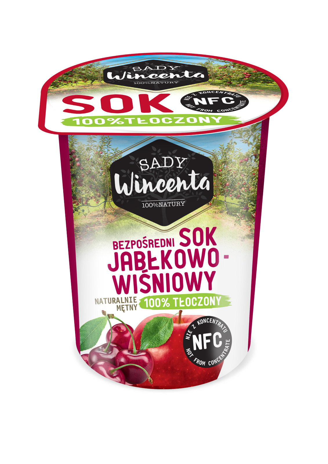 Naturalnie mętny sok jabłkowo-wiśniowy 200 ml Sady Wincenta