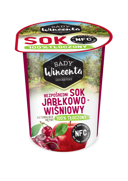 Naturalnie mętny sok jabłkowo-wiśniowy 200 ml Sady Wincenta