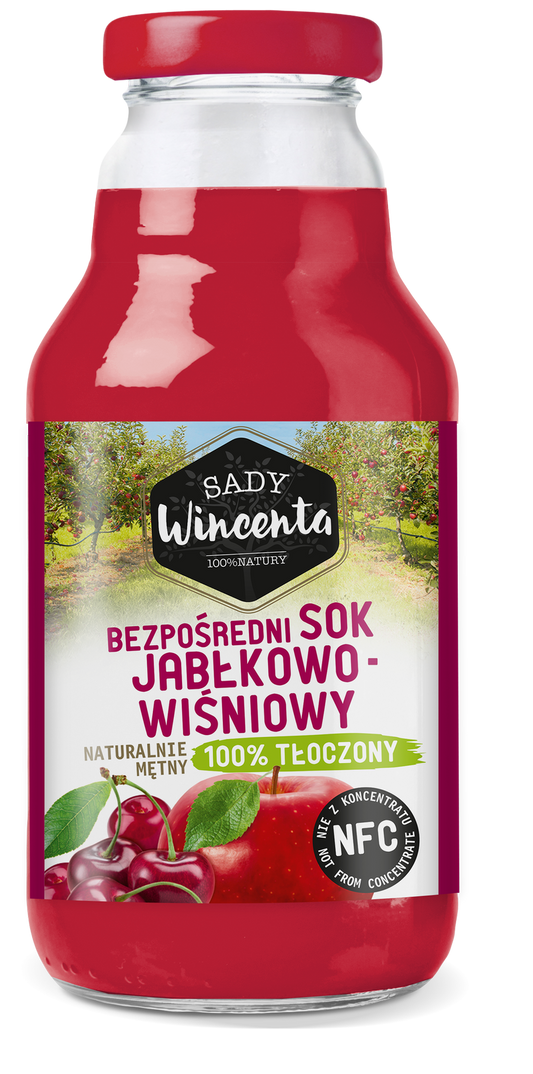 Naturalnie mętny sok jabłkowo-wiśniowy 330 ml - Sady Wincenta