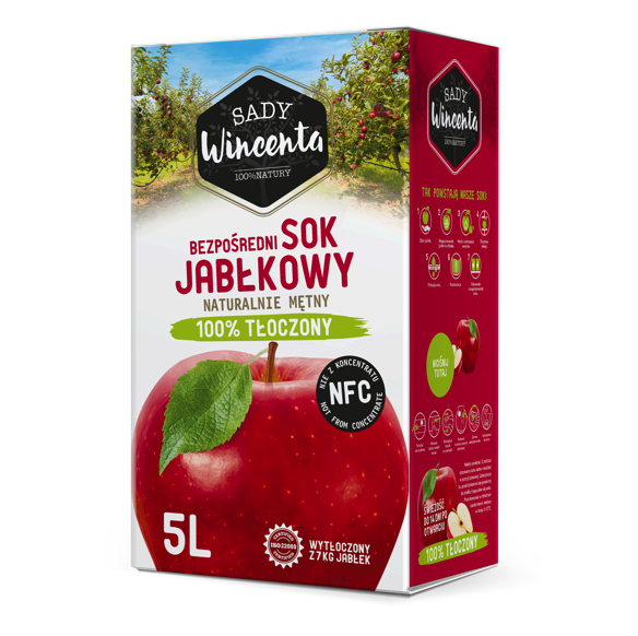 Naturalnie mętny sok jabłkowy 5 l
