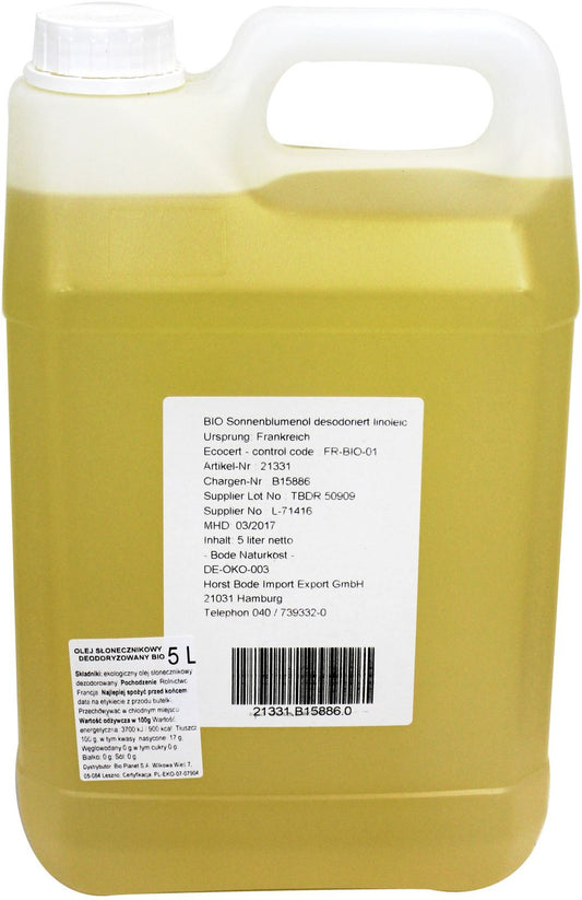 Olej słonecznikowy bezwonny bio 5 l