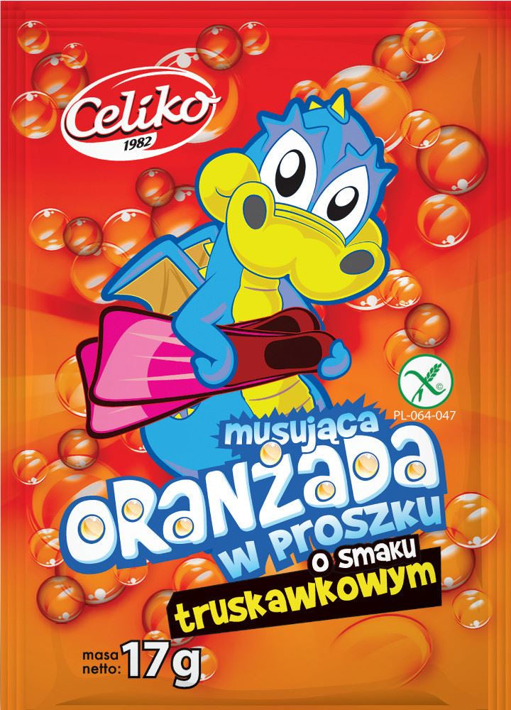 Oranżada musująca w proszku o smaku truskawkowym bezglutenowa 17 g - Celiko