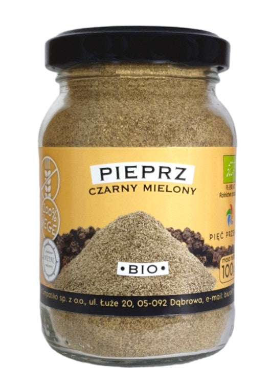 Pieprz czarny mielony bezglutenowy bio 100 g - Pięć Przemian