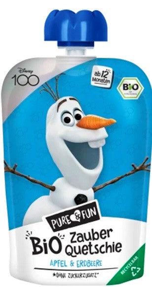 Przecier jabłko- truskawka BIO 100 g Kraina Lodu- Olaf - PURE&FUN