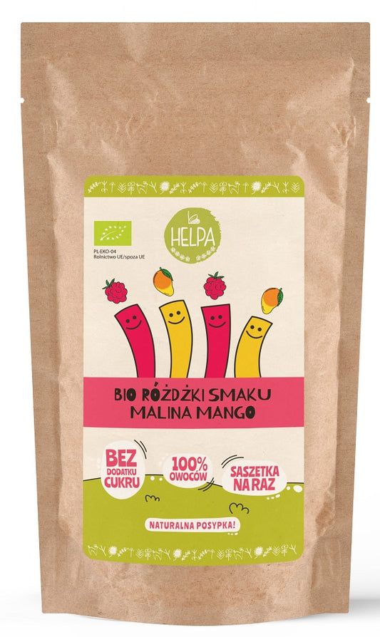 Różdżki smaku mix malina - mango (liofilizowane owoce) bio (10 x 2 g) 20 g - HELPA