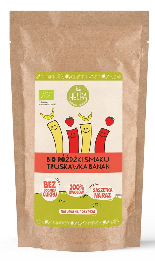 Różdżki smaku mix truskawka - banan (liofilizowane owoce) bio (10 x 2 g) 20 g - HELPA