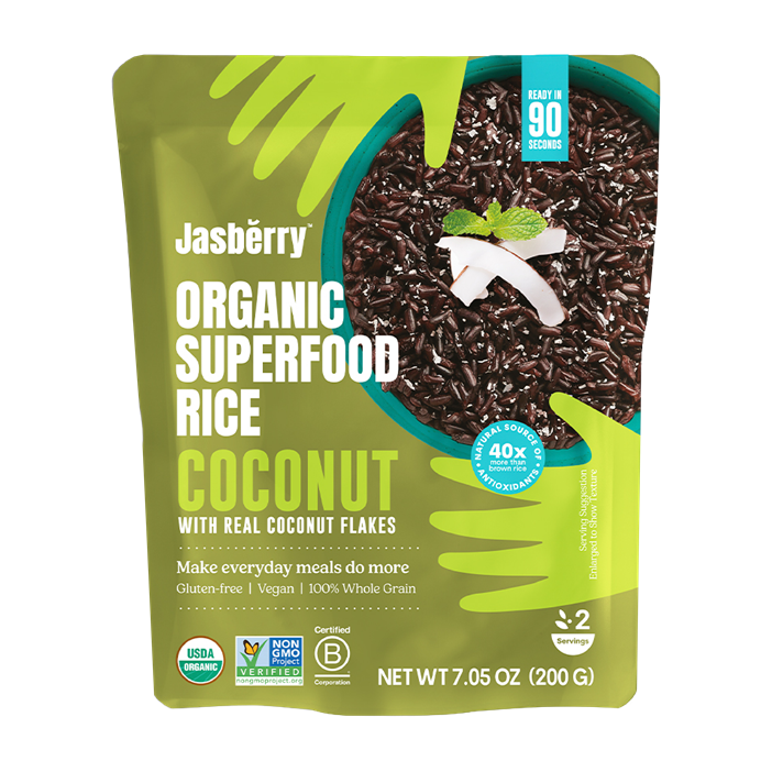 Ryż express razowy z płatkami kokosowymi bezglutenowy bio 200 g - Jasberry Rice (Calorie Watchers)