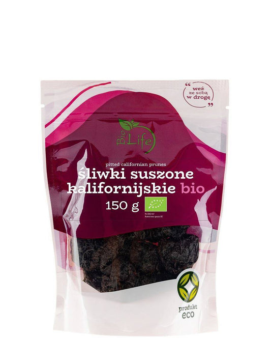 ŚLIWKI KALIFORNIJSKIE SUSZONE BEZ PESTEK BIO 150 g - BIO LIFE