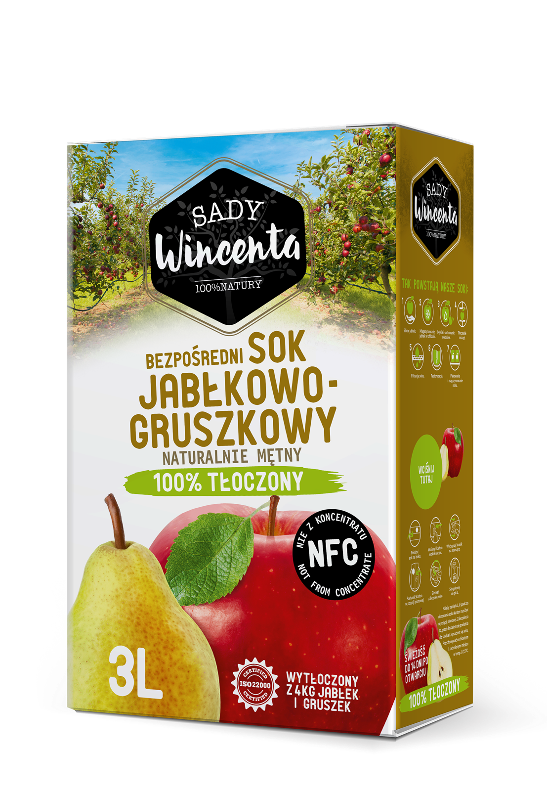 Sady wincenta sok 100% jabłkowo-gruszkowy 3l