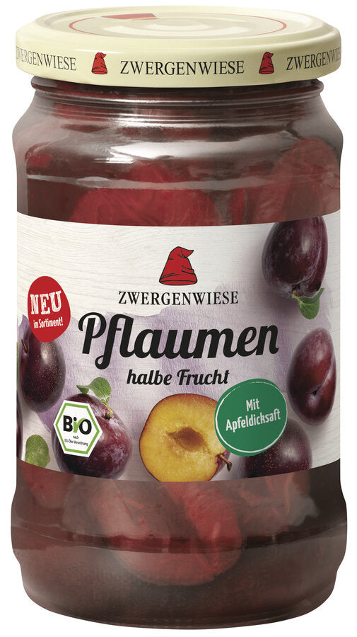 Śliwki połówki w lekkim syropie bezglutenowe bio 360 g (180 g) (słoik) - ZWERGENWIESE