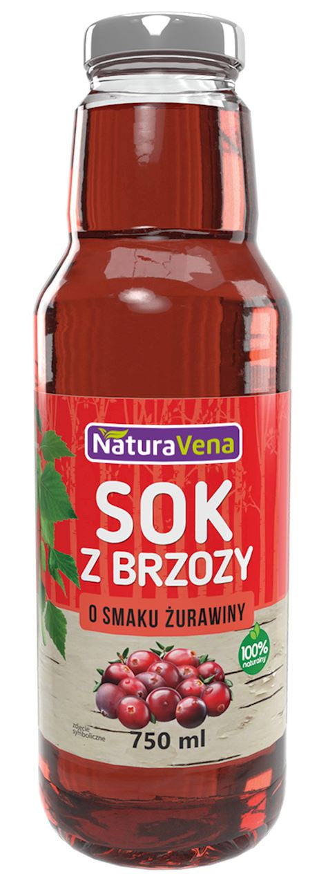 Sok z brzozy o smaku żurawiny 750 ml - Naturavena
