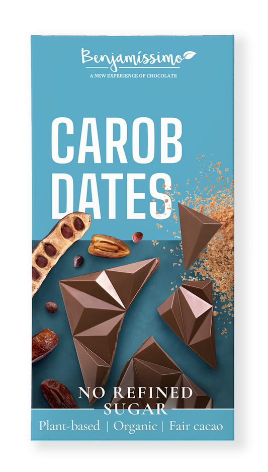 Tabliczka kakaowa karob - daktyle bezglutenowa bio 60 g - BENJAMISSIMO