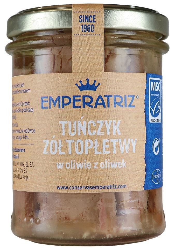 Tuńczyk żółtopłetwy filety w oliwie z oliwek 200 g (130 g) (słoik)