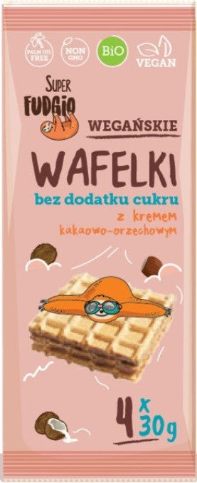 Wafelki z kremem kakaowo-orzechowym bezdodatku cukru 120 g