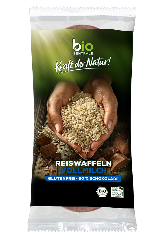 Wafle ryżowe z mleczną czekoladą bezglutenowe bio 100 g - Bio Zentrale
