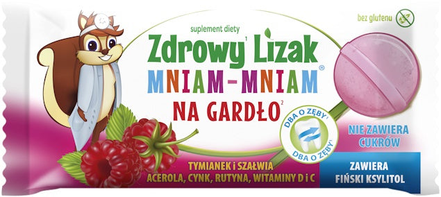 Zdrowy lizak mniam-mniam na gardło malina - Starpharma